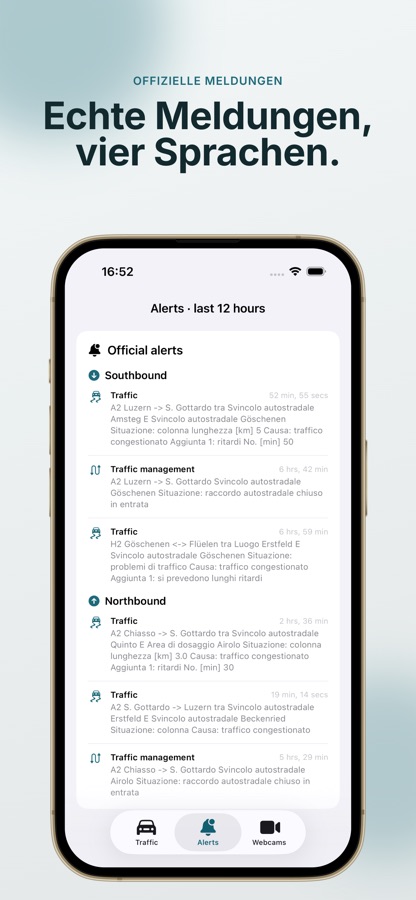 Offizielle Meldungen, in vier Sprachen